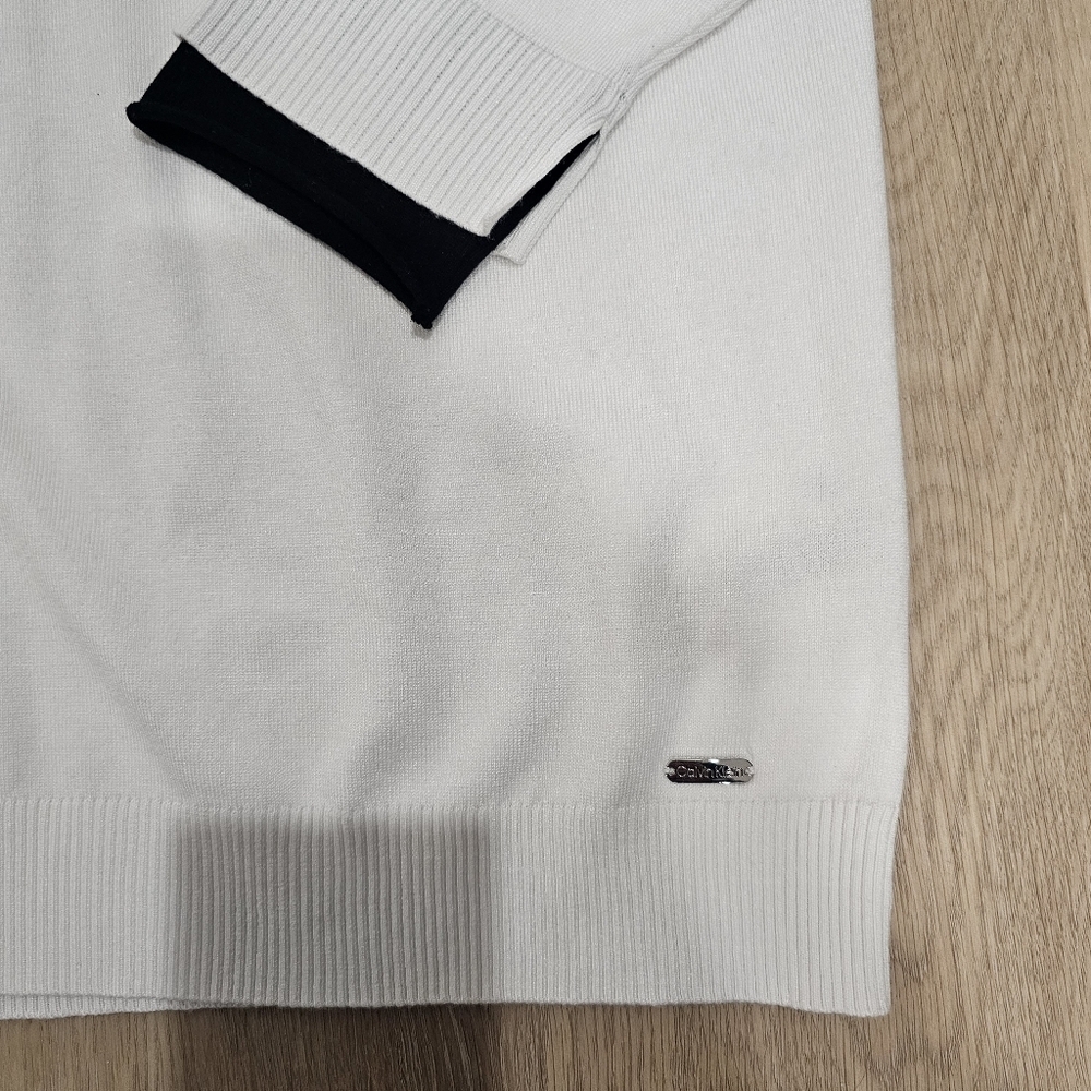 Plus Sz 2X Calvin Klein White Turtleneck Sweater Office Casual  Knit - Picture 3 of 13